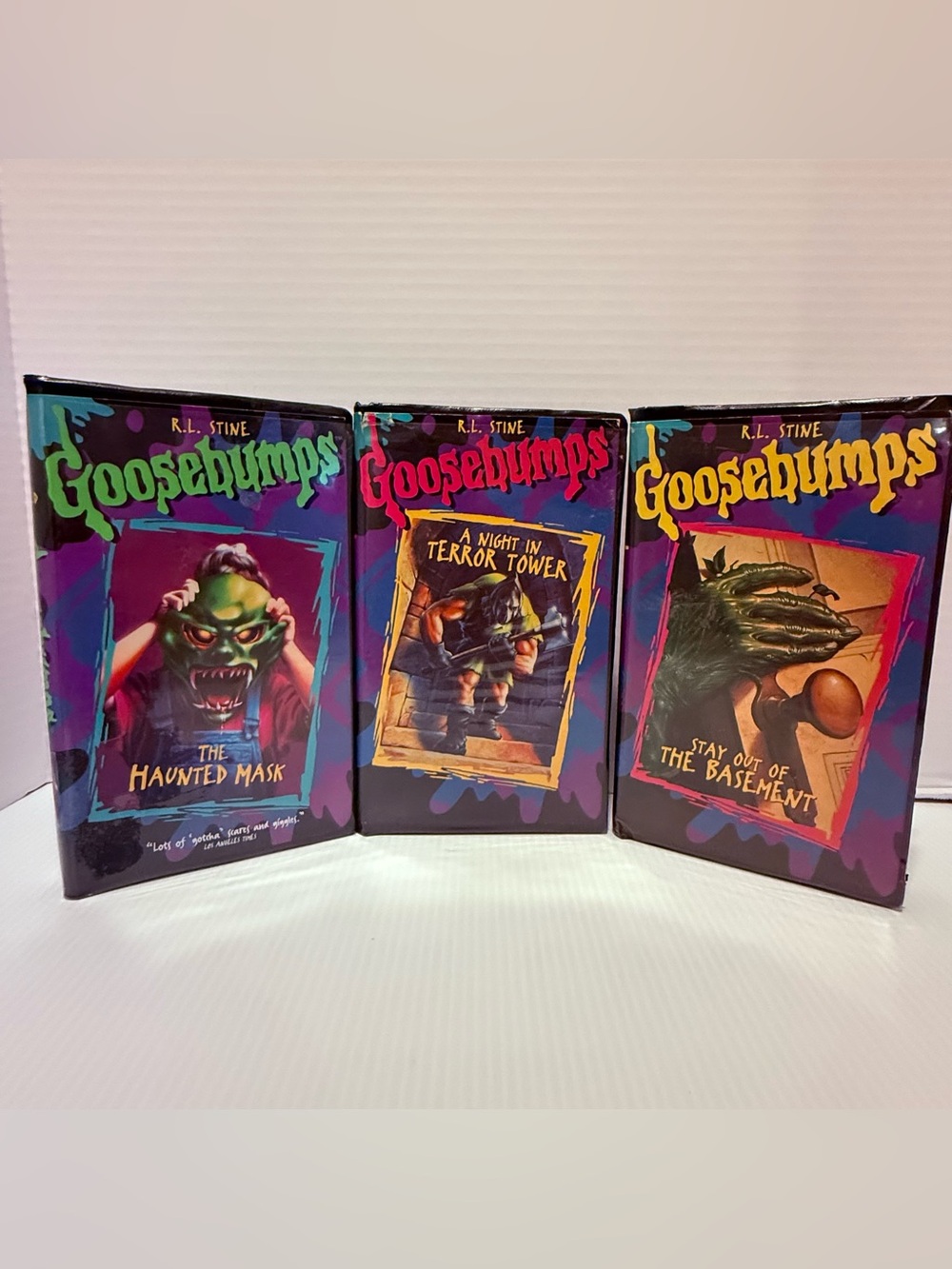 3 Goosebumps VHS Haunted Mask  Stay Out Of The Basement Night Terror Tower